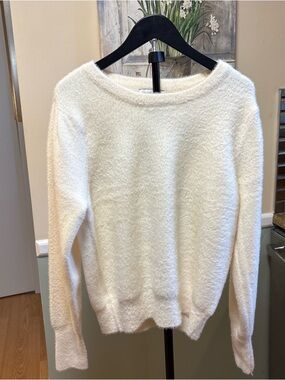 Rachel Zoe Cream Fuzzy Crewneck Sweater